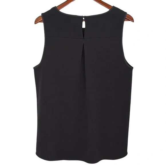 NWT Ann Taylor LOFT Charcoal Gray Textured Mixed Media Shell Blouse • Size L - Picture 3 of 10